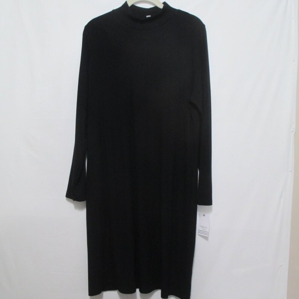 NWT Ophelia Roe Black Ribbed Long Sleeve Dress Size 1X